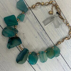 nwt CHICO'S agate and jade stone statement necklace